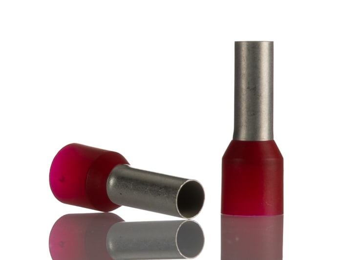 Weidmuller Insulated Crimp Bootlace Ferrule, 12mm Pin Length, 4.5mm Pin Diameter, 10mm² Wire Size, Red