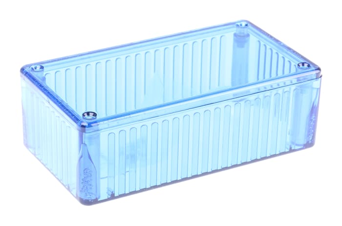 Hammond 1591 Series Transparent Blue Polycarbonate Enclosure, IP54, Transparent Blue Lid, 120 x 65 x 36mm