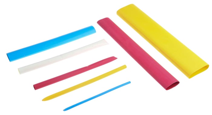 RS PRO Blue, Red, White, Yellow No 3:1, Heat Shrink Tubing Kit 3mm Sleeve Dia. x Assorted Length