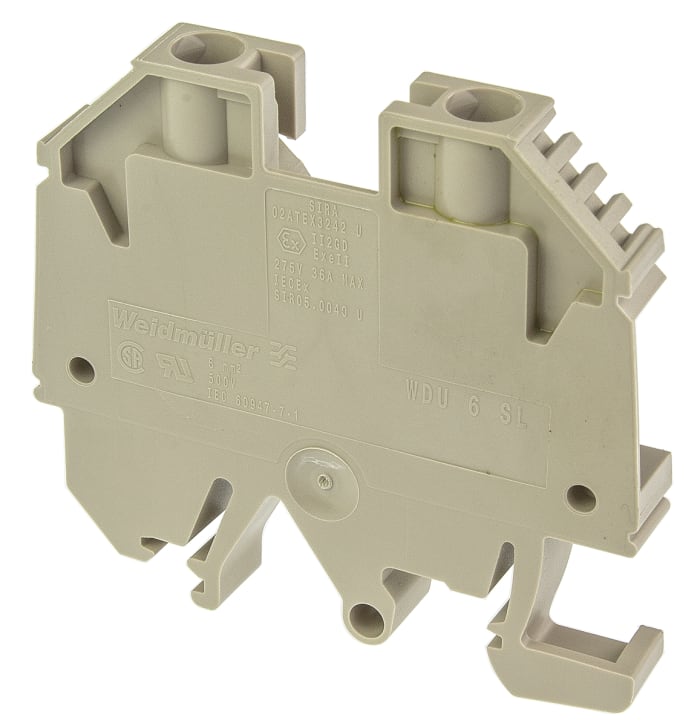 Weidmuller 9537470000 WDU Series Brown, 6mm², Single-Level, Screw Termination