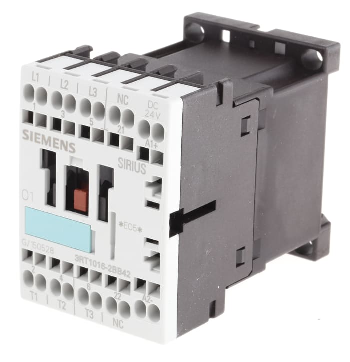 Siemens 3RT1 Series Contactor, 24 V dc Coil, 3-Pole, 9 A, 4 kW, 3NO, 400 V ac