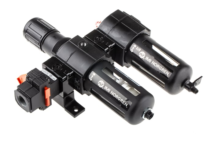 Norgren G 1/2 FRL, Automatic Drain, 40μm Filtration Size - With Pressure Gauge