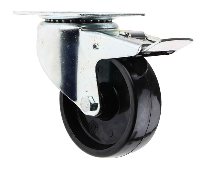 RS PRO Braked Swivel Castor Wheel, 120kg Capacity, 100mm Wheel