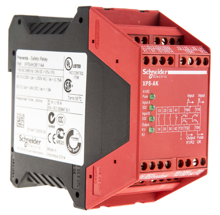 Schneider Electric Preventa XPS AK Emniyet Rölesi, 3 Emniyet Kontağı, 1 Yardımcı Kontak, Çift Kanallı, 110 V ac