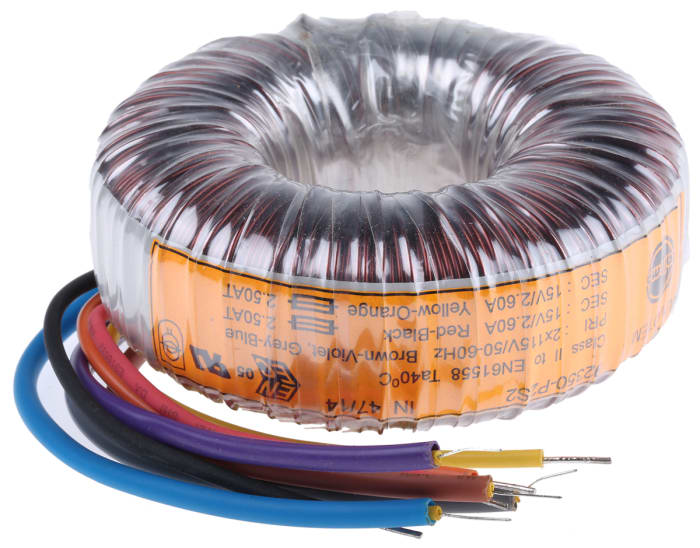 Nuvotem Talema 115 V ac, 230 V ac, 2 x 15V ac Toroidal Transformer, 80VA 2 Output