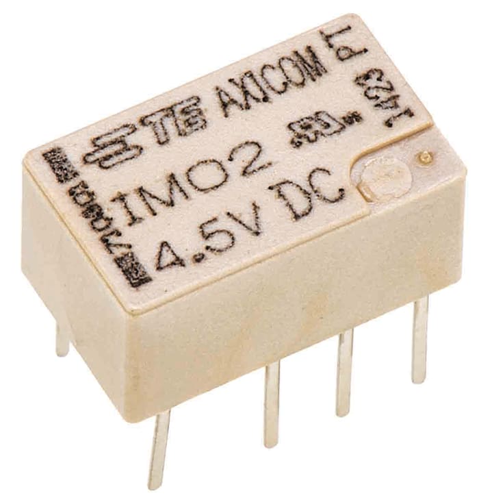 TE Connectivity PCB Mount Signal Relay, 4.5V dc Coil, 2A Switching Current, DPDT