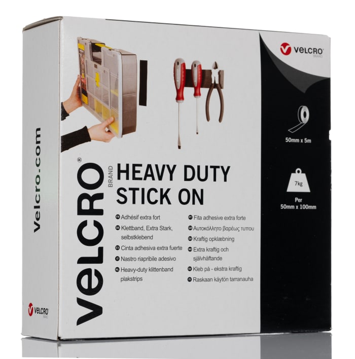 Velcro Black Hook & Loop Tape, 50mm x 5m