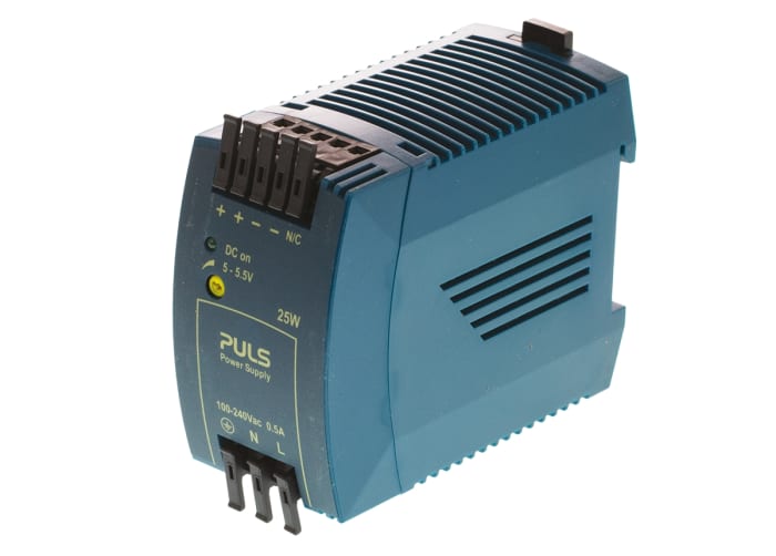 5V dc MiniLine DIN Ray Pano Montaj Güç Kaynağı MiniLine MLY, 5V dc / 5,5V dc, 5A 25W, Anahtarlama Modu