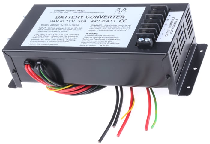 Custom Power Design DC-DC Converter, 13.8V dc/ 17A Output, 24 V dc Input, 440W, Mounting Bracket, +40°C Max Temp -40°C