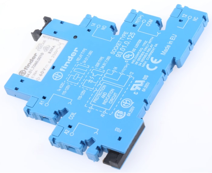 Finder 38 Series Interface Relay, DIN Rail Mount, 110 → 125V ac/dc Coil, SPDT, 1-Pole, 10mA Load