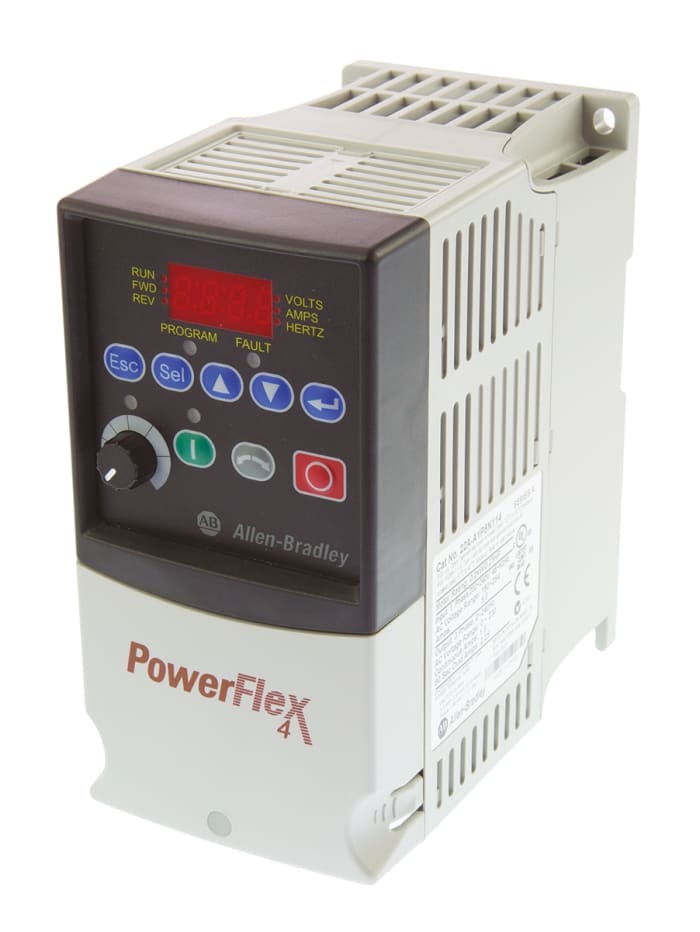 Allen Bradley Inverter Drive, 0.2 kW, 1 Phase, 230 V ac, 1.5 A, PowerFlex 4 Series