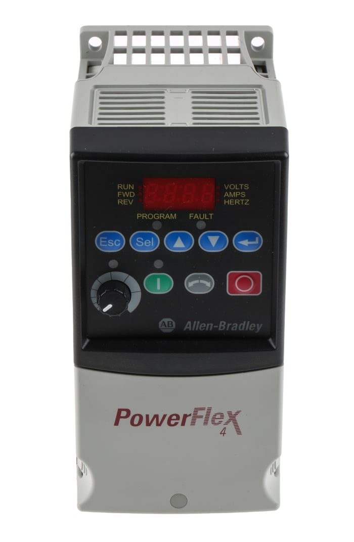 Allen Bradley Inverter Drive, 0.4 kW, 1 Phase, 230 V ac, 2.3 A, PowerFlex 4 Series