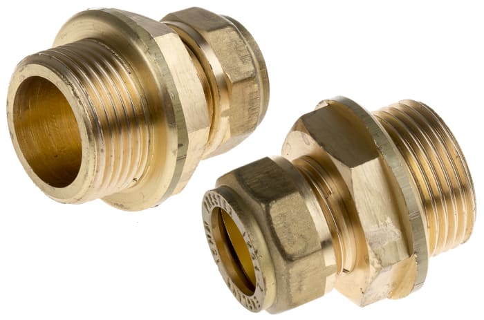 RS PRO Brass Compression Fitting, Straight Compression Coupler, Male BSPP 3/4 15mm