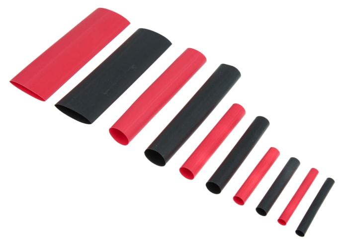 TE Connectivity Heat Shrink Tubing, Black, Red 4.8mm Sleeve Dia. x 50mm Length 2:1 Ratio, RNF100 Series