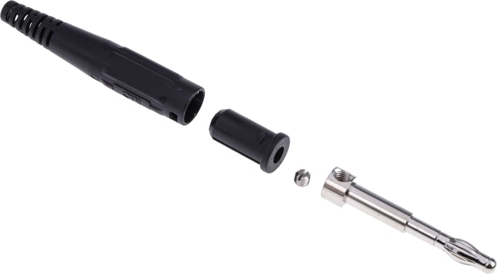 Staubli Black Male Banana Plug, 4 mm Connector, Screw Termination, 32A, 30 V, 60V dc, Nickel Plating