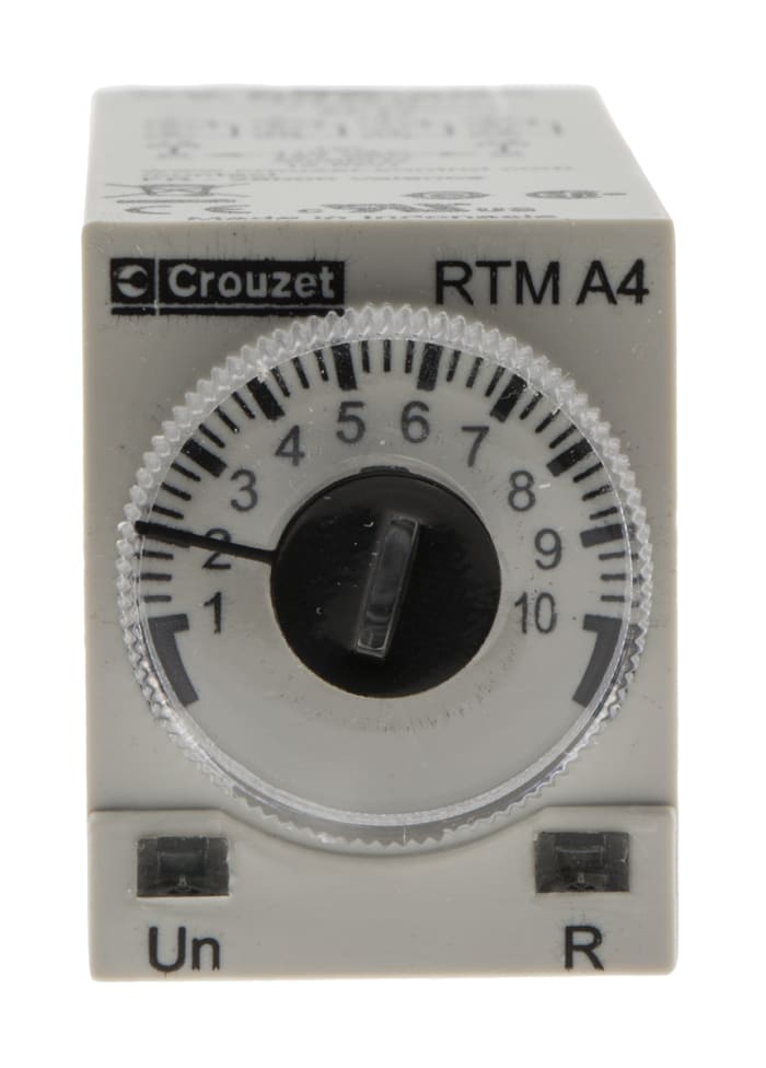 Crouzet DIN Rail Mount Timer Relay, 115V ac, 4-Contact, 0.1 s → 100h, 1-Function