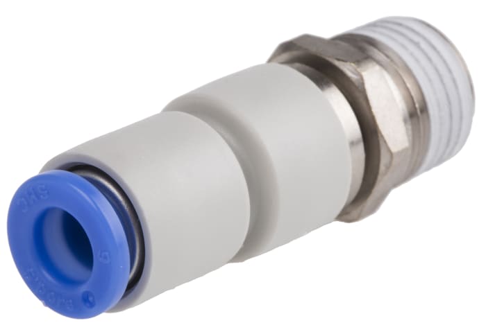 SMC KS Series Straight Threaded Adaptor, R 1/4 Male to Push In 6 mm, Threaded-to-Tube Connection Style