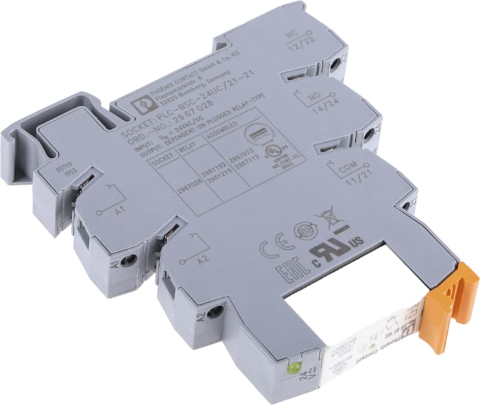 Phoenix Contact PLC-RSC- 24UC/21-21 Series Interface Relay, DIN Rail Mount, 24V ac/dc Coil, DPDT, 2-Pole