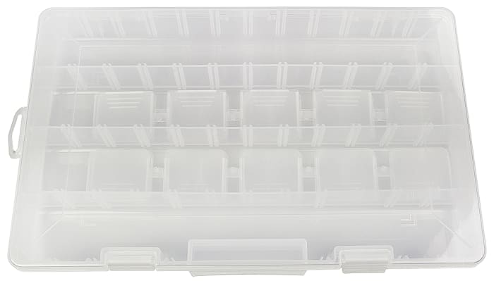 Boite compartimentée RS PRO, 23 Compartiments, Plastique, 47.63mm x 355.6mm x 228.6mm