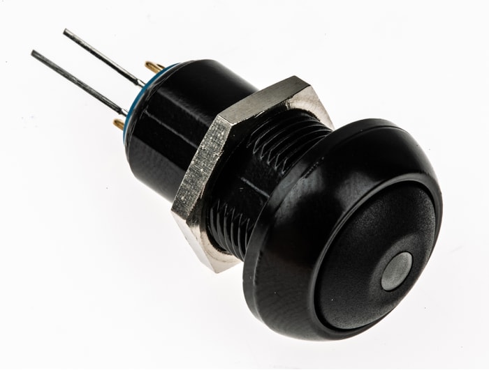 APEM Illuminated Miniature Push Button Switch, Latching, Panel Mount, 13.6mm Cutout, SPST, Red LED, 12/48/72V dc, IP67