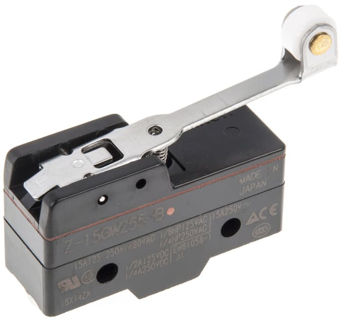 Omron Z Series Hinge Roller Lever Limit Switch, NO/NC, IP62, SPDT, 500V ac Max, 15A Max