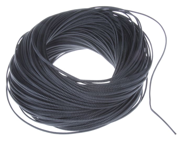 SES Sterling Expandable Braided Polyethylene Terephthalate Black Cable Sleeve, 100m Length 8 mm Cable Diameter,