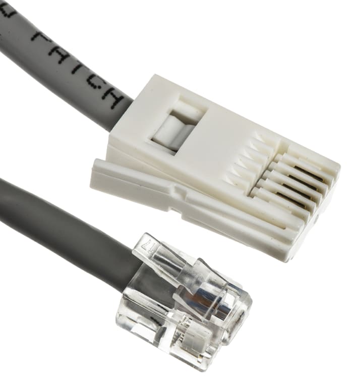 RS PRO | RS PRO Male RJ11 to Male BT Telephone Extension Cable, Grey ...