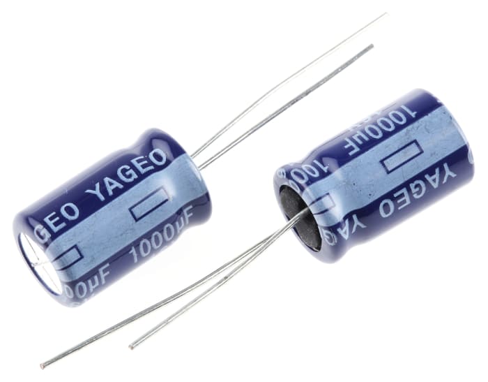 Yageo 1000μF Aluminium Electrolytic Capacitor 16V dc, Through Hole - SK016M1000B5S-1015