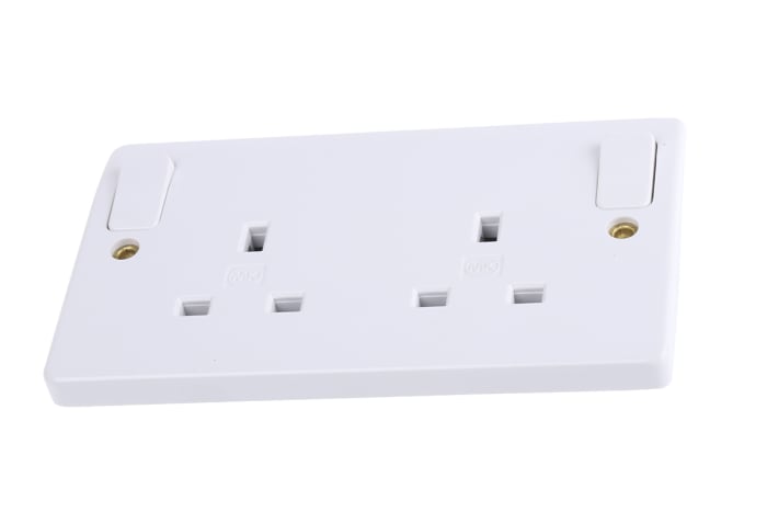 MK Electric Logic Plus 2 Gang Plug Socket, 2 Poles, 13A, Type G - British, Indoor Use
