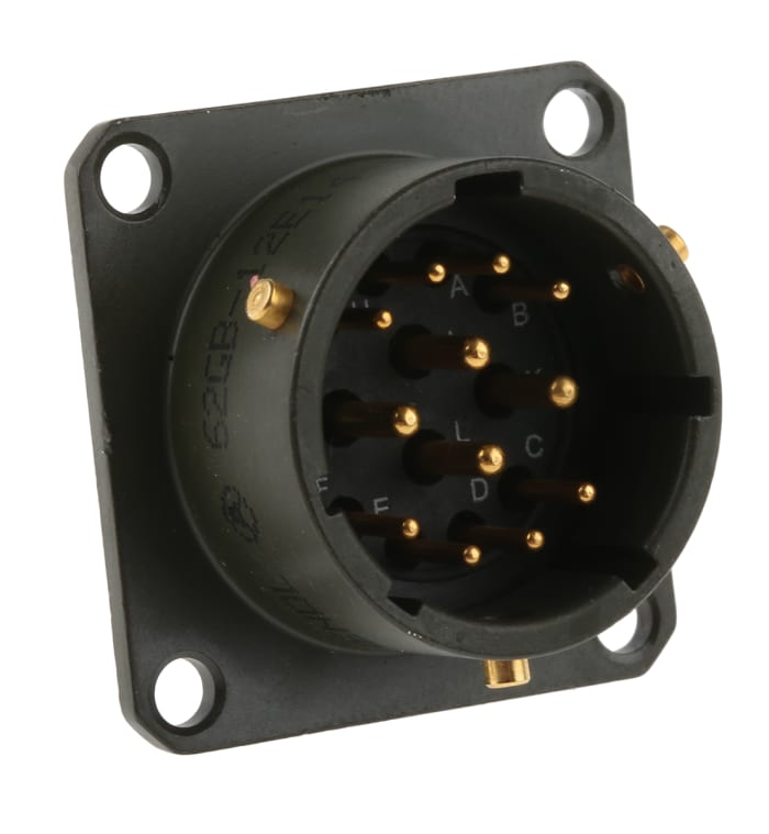 Amphenol Limited, 62GB 12 Way Box Mount MIL Spec Circular Connector ReceptacleOlive, Pin Contacts,Shell Size 14,