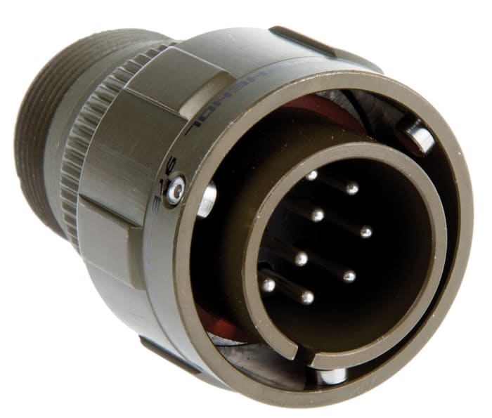 Amphenol Limited, 97B, Brass 10 Way Cable Mount MIL Spec Circular Connector Plug, Pin Contacts,Shell Size 18, Bayonet