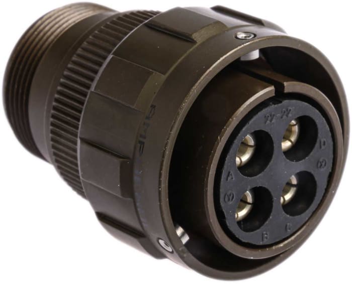Amphenol Limited, 97B, Brass 4 Way Cable Mount MIL Spec Circular Connector Plug, Socket Contacts,Shell Size 22, Bayonet
