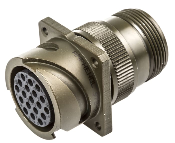 Amphenol Limited, 97B, Brass 19 Way Wall Mount MIL Spec Circular Connector ReceptacleOlive, Socket Contacts,Shell Size