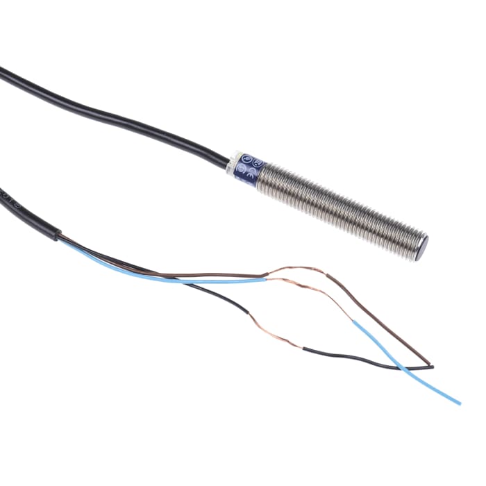 Telemecanique Sensors Inductive Threaded Barrel Proximity Sensor, M8, 2.5 mm Detection, PNP NO, 12 → 48 V dc