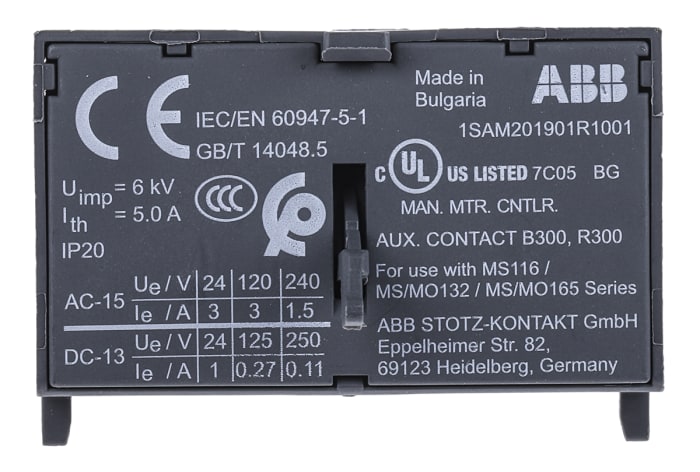 Contact auxiliaire ABB HK1 2 contacts 1 N/F + 1 N/O à vis