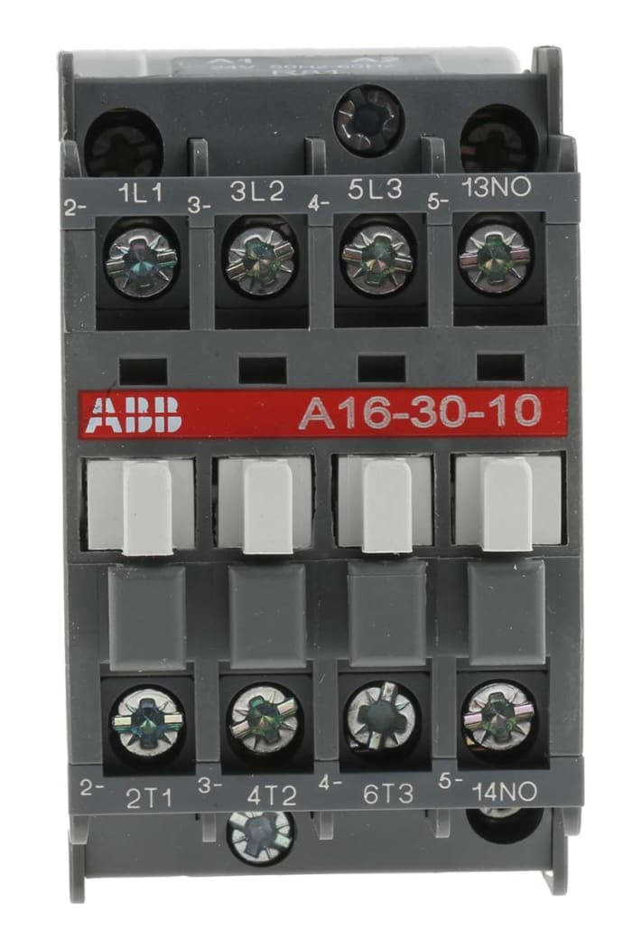 ABB A16 A Line Contactor, 24 V ac Coil, 3-Pole, 30 A, 7.5 kW, 3NO, 690 V ac