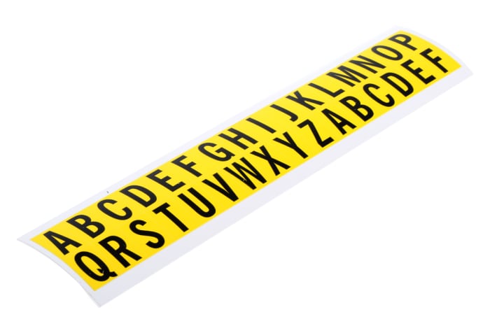 Lettres adhésives, RS PRO, 15.9mm, Noir, 10 unités