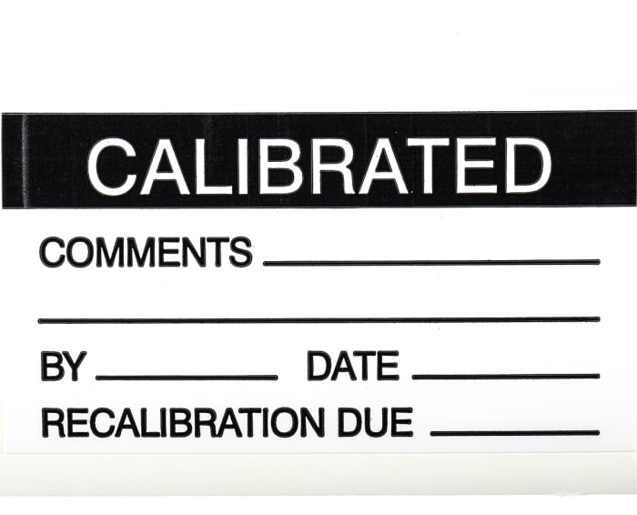 RS PRO | RS PRO Adhesive Pre-Printed Adhesive Label-Calibrated-. Quantity: 30 | 445-4091 | RS ...
