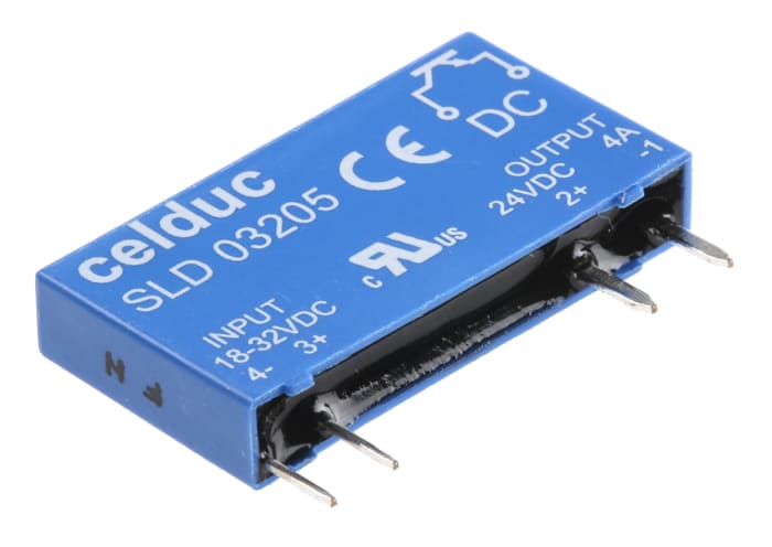 Celduc SP-ST-SL Series Solid State Relay, 4 A Load, PCB Mount, 32 V Load, 32 V Control