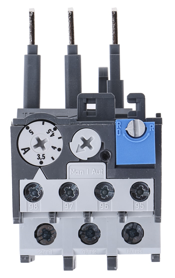ABB TA25 Thermal Overload Relay 1NO + 1NC, 3.5 → 5 A F.L.C, 5 A Contact Rating, 2.2 W, 3P, A Line