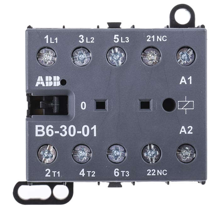 ABB B6 B Contactor, 230 V ac Coil, 3-Pole, 9 A, 4 kW, 3NO, 690 V ac