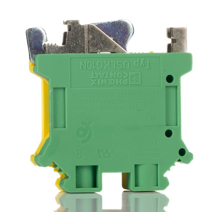 Phoenix Contact 2-Way USLKG 10 N Earth Terminal Block, 0.5 → 16mm², 20 → 6 AWG Wire, Screw Down,