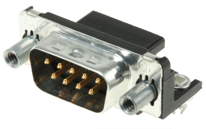 TE Connectivity AMPLIMITE HD-20 9 Way Right Angle 2.74 mm Pitch Through Hole D-Sub Connector, with 4 to 40 UNC Screw