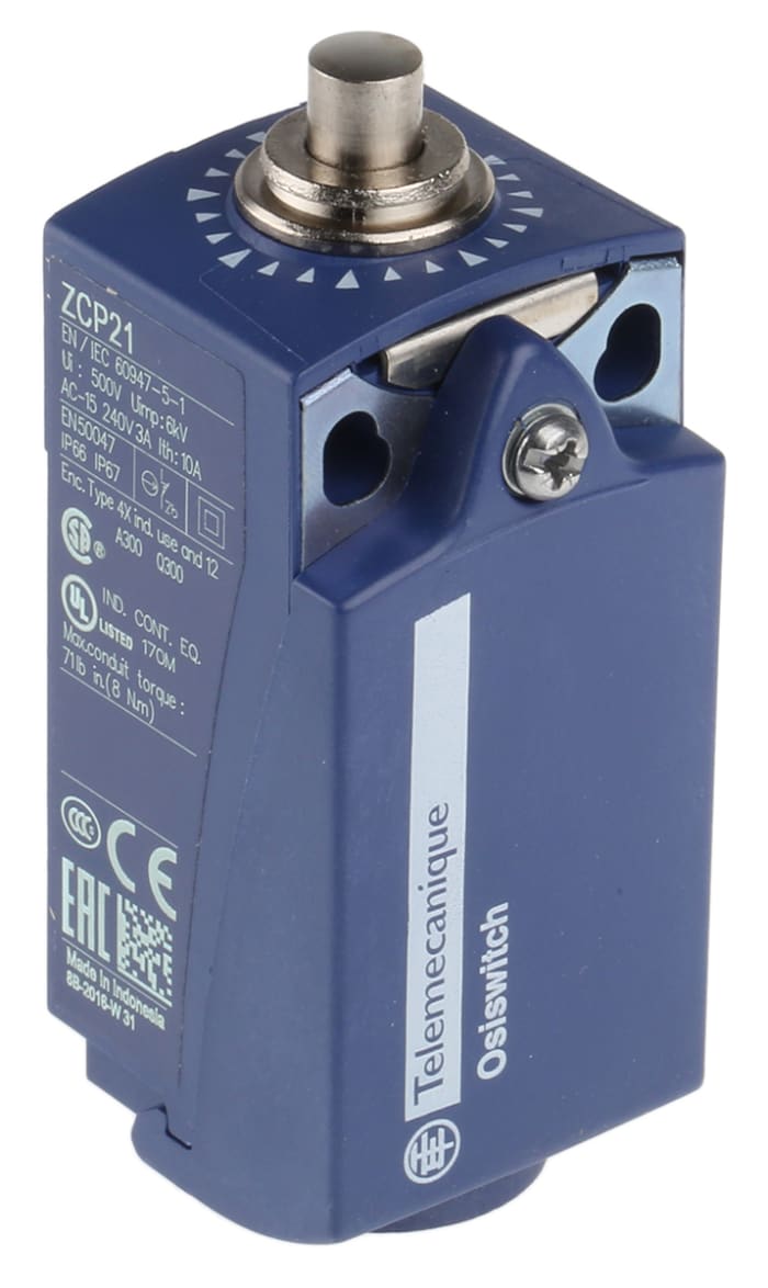 Telemecanique Sensors OsiSense XC Series Plunger Limit Switch, NO/NC, IP66, IP67, DP, Plastic Housing, 240V ac Max, 10A