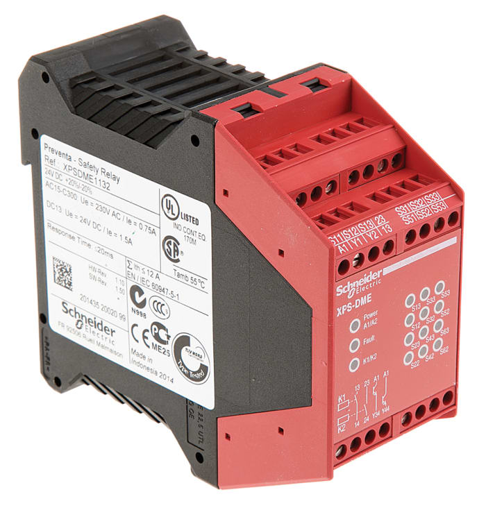 Schneider Electric Preventa XPS DM Safety Switch/Interlock Safety Relay, 24V dc, Single/Dual-Channel, 2 Safety Contacts