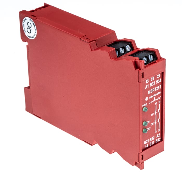 Allen Bradley 440R / MSR126T Safety Relay, 24V ac/dc, Single Channel, 2 Safety Contacts