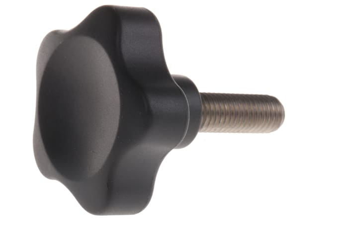 Elesa 166493 Black, Matt Fibreglass Reinforced Polyamide Based (PA) Technopolymer Five Lobes Clamping Knob, Threaded