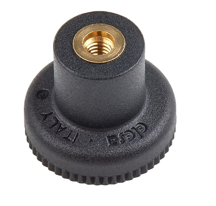 RS PRO Black Knurled Clamping Knob, M4, Threaded Hole