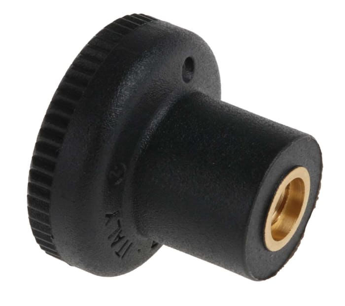 RS PRO Black Knurled Clamping Knob, M5, Threaded Hole