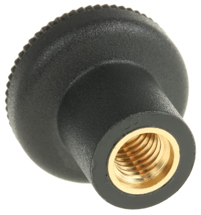 RS PRO RS PRO Black Knurled Clamping Knob, M8, Threaded Hole 448